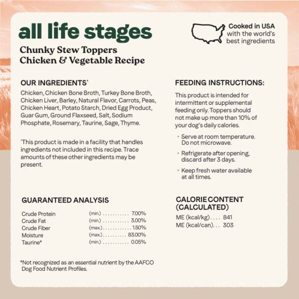 Canidae, All Life Stages Chicken & Vegetable Chunky Stew Toppers, 12.7 oz