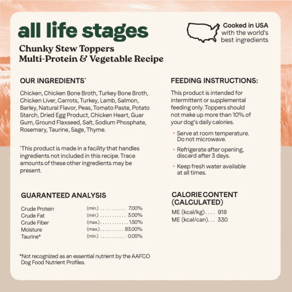 Canidae, All Life Stages Multi-Protein & Vegetable Chunky Stew Toppers, 12.7 oz