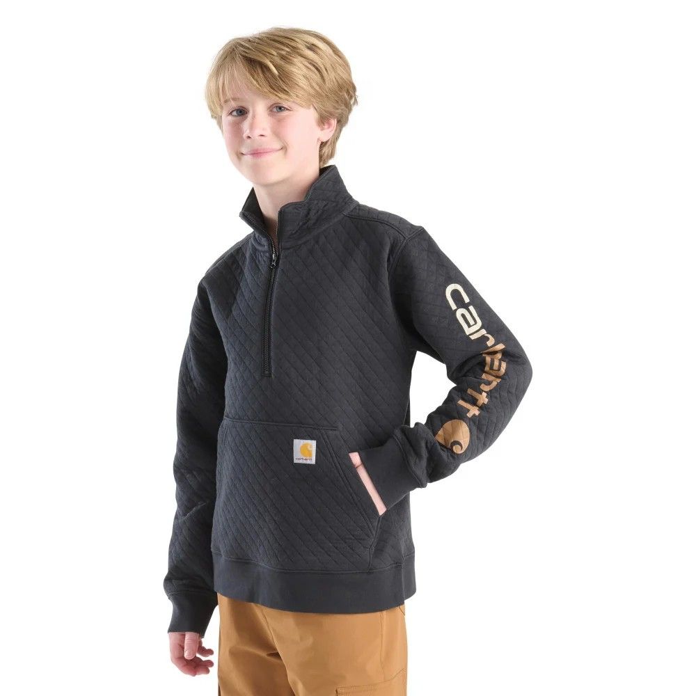 Carhartt, Boys' Caviar Black Long Sleeve Quarter-Zip Sweatshirt