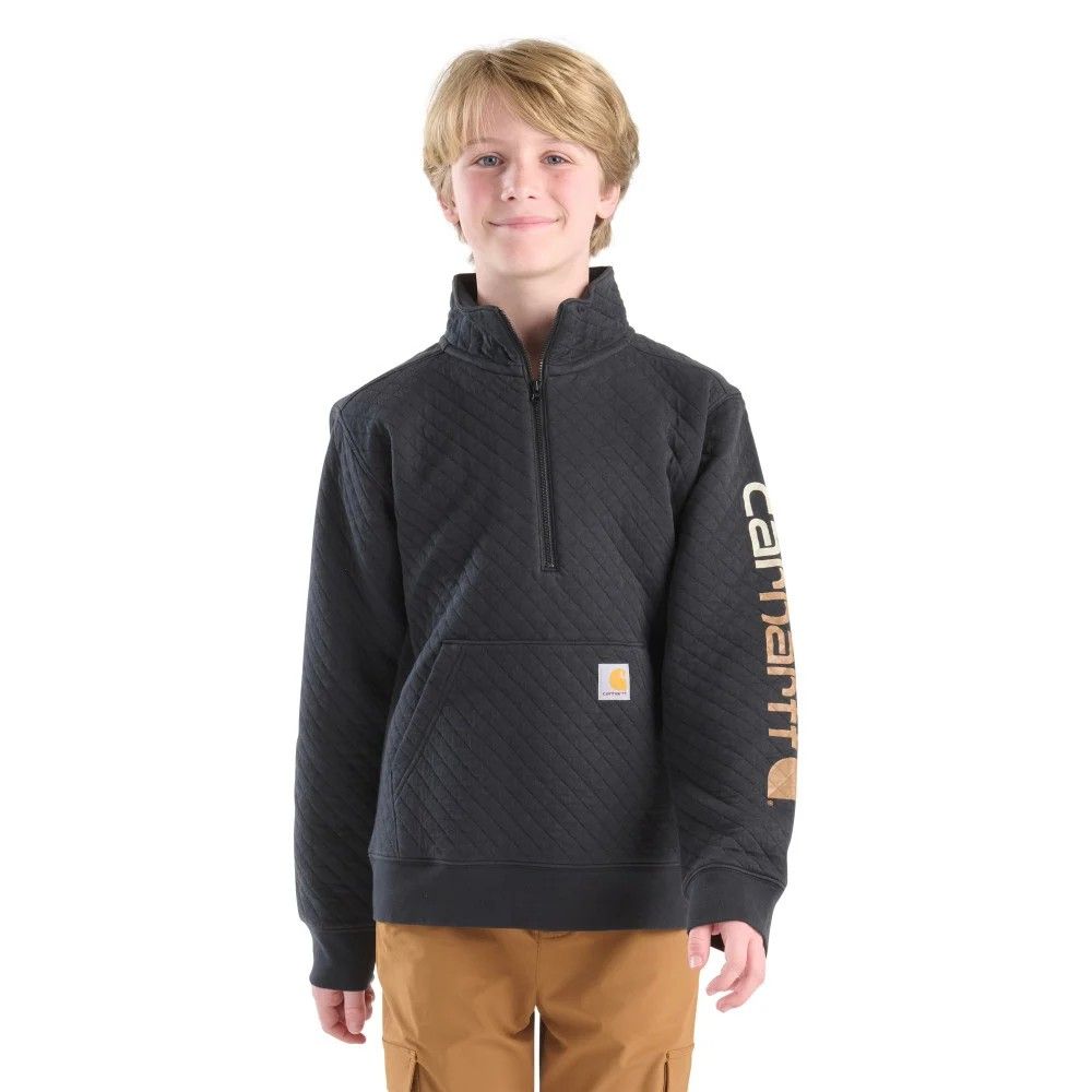 Carhartt, Boys' Caviar Black Long Sleeve Quarter-Zip Sweatshirt