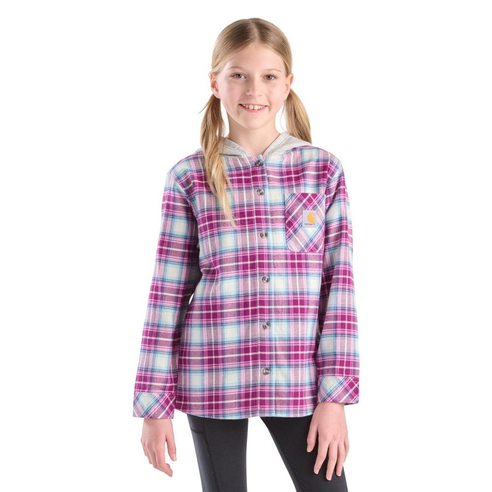 Carhartt, Girl's Crocus Long Sleeve Flannel Button-Front Hooded Shirt