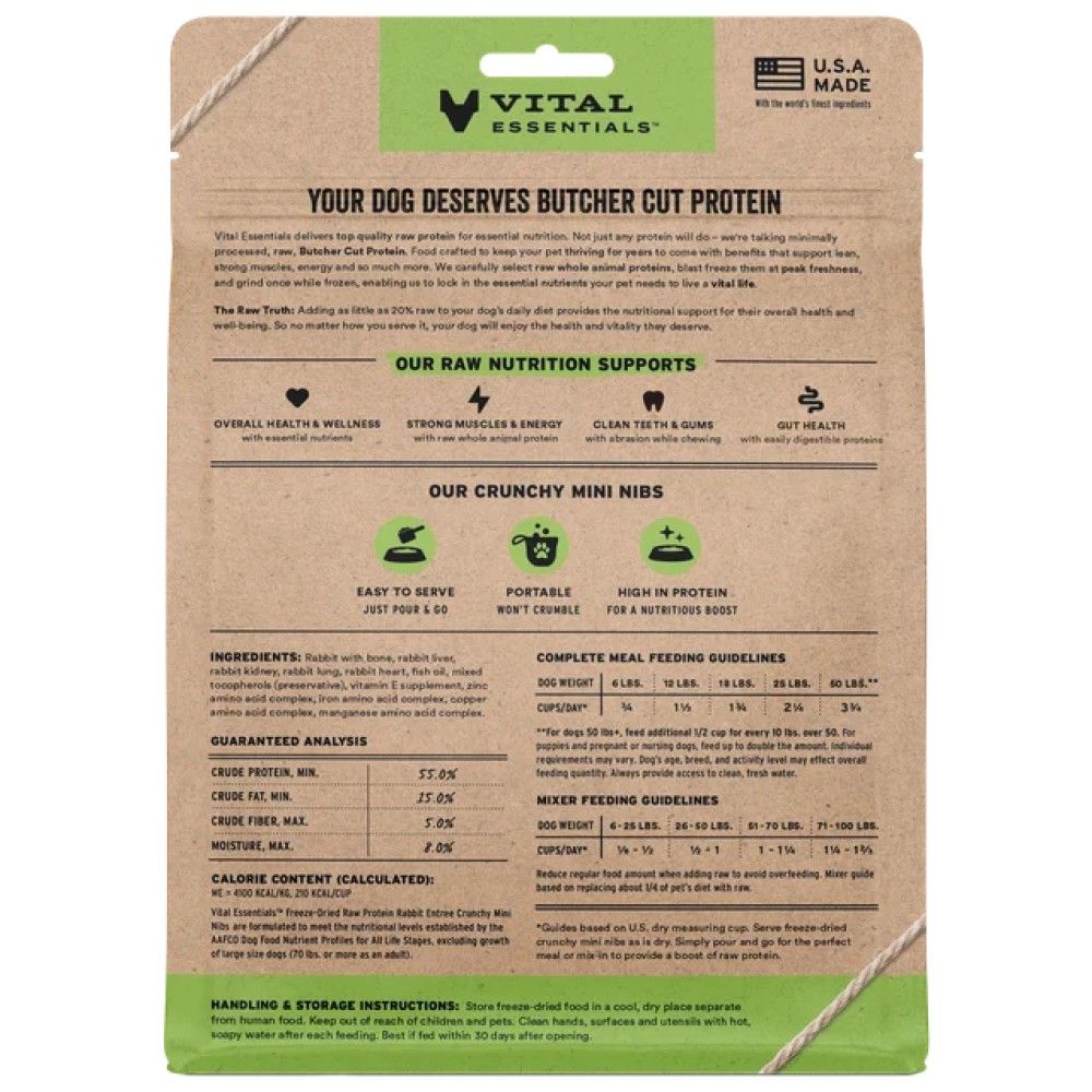 Vital Essentials, Freeze-Dried Raw Rabbit Entree Mini Nibs, 5.5 oz
