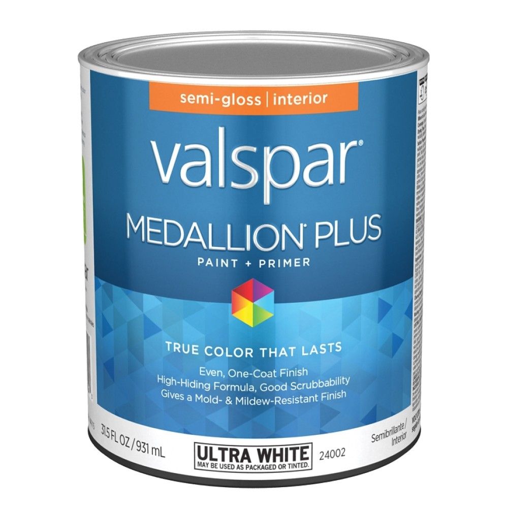 Valspar, Semi-Gloss Ultra White Medallion Plus Interior Paint + Primer