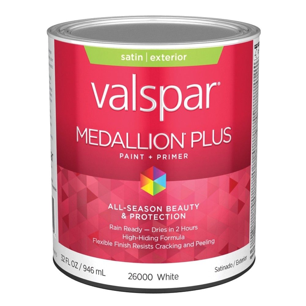 Valspar, Satin White Medallion Plus Exterior Paint + Primer