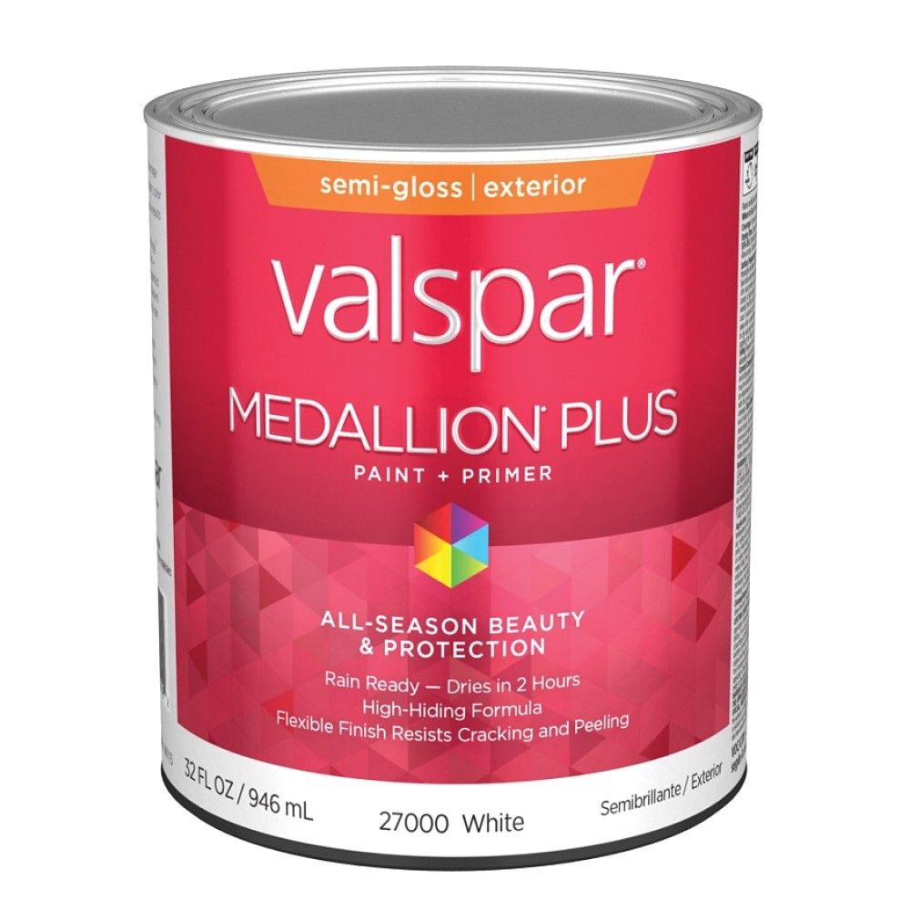 Valspar, Semi-Gloss White Medallion Plus Exterior Paint + Primer