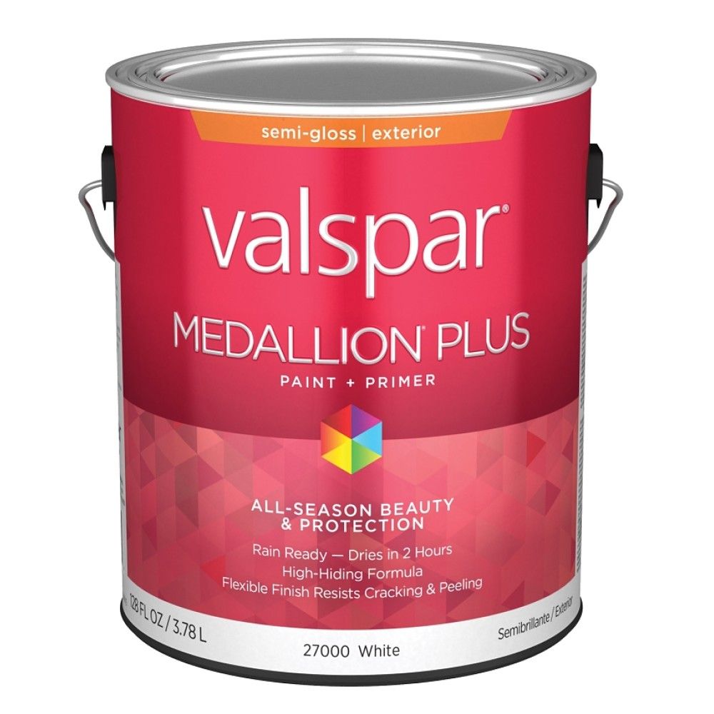 Valspar, Semi-Gloss White Medallion Plus Exterior Paint + Primer