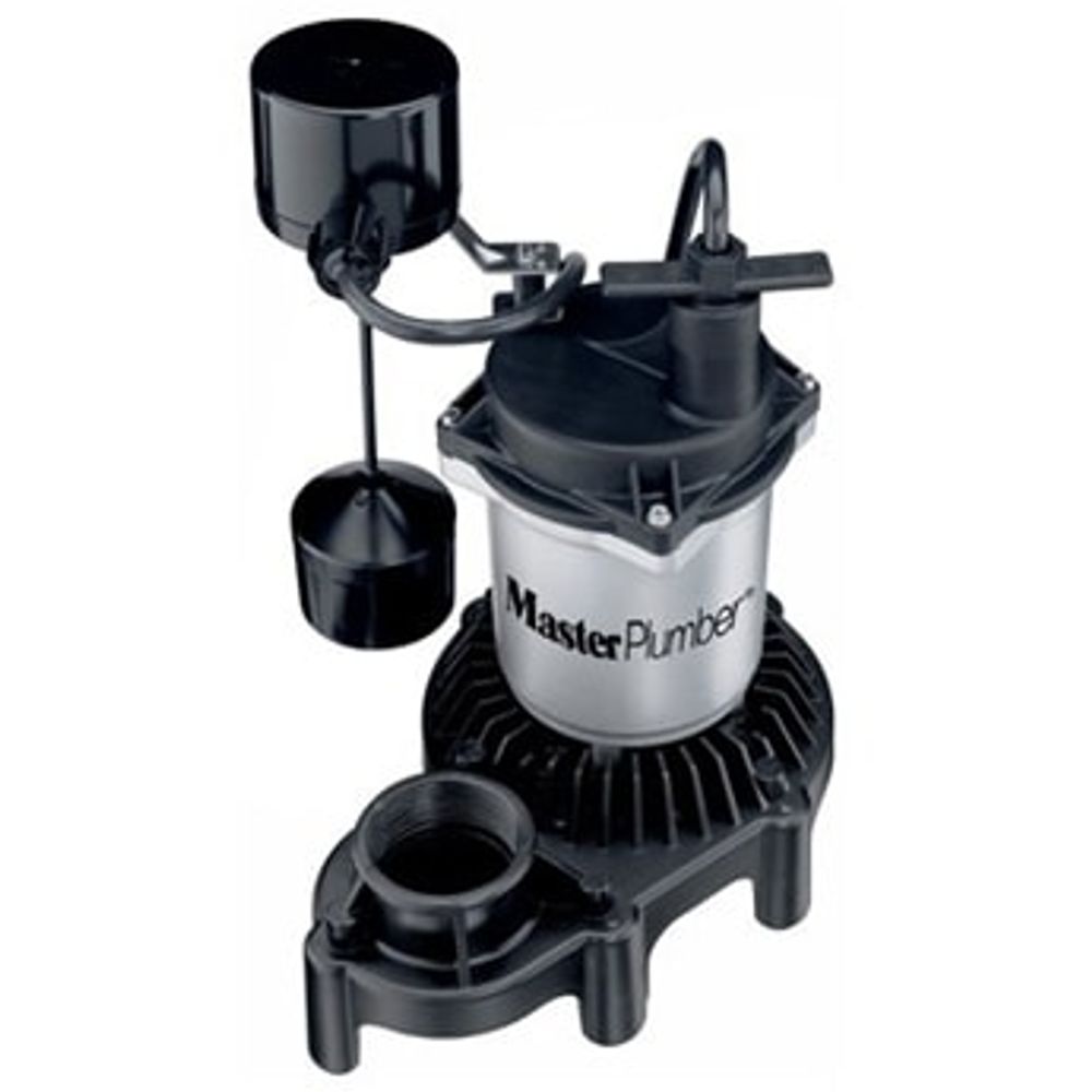 Master Plumber Sump Pump, Zinc & Plastic, 1/3 HP, 3,600 GPH