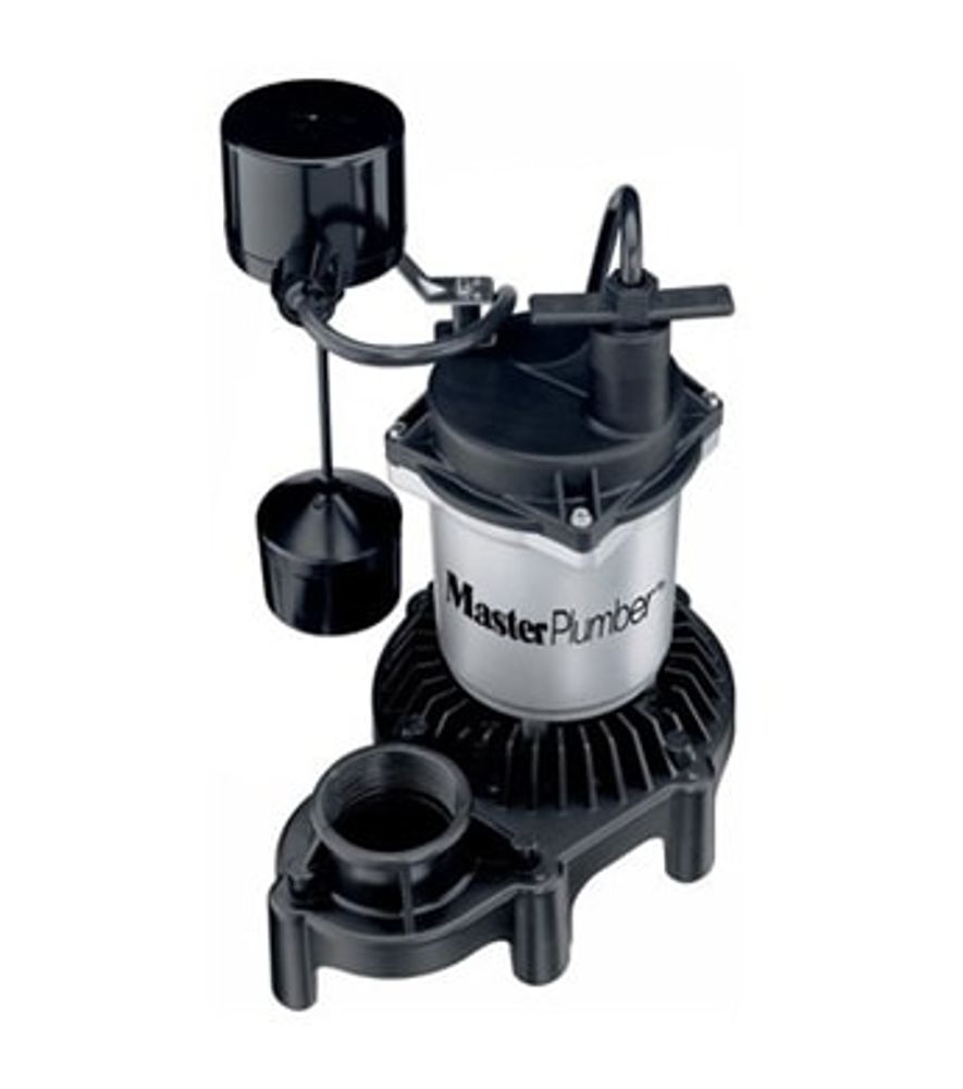Master Plumber Sump Pump, Zinc & Plastic, 1/3 HP, 3,600 GPH