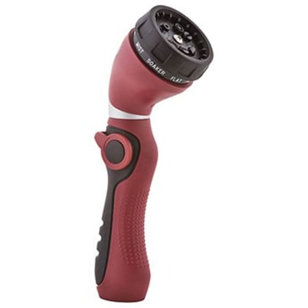 Green Thumb Hose Nozzle, 8 Patterns, Rubber-Coated Metal