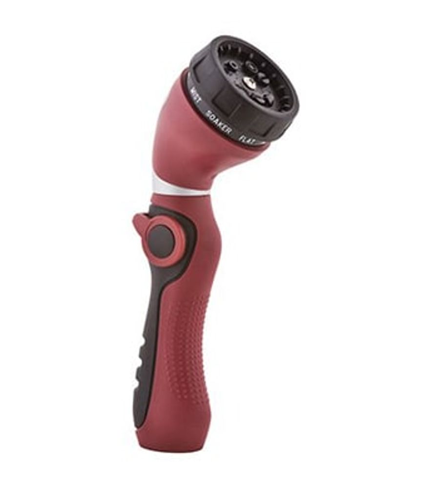 Green Thumb Hose Nozzle, 8 Patterns, Rubber-Coated Metal