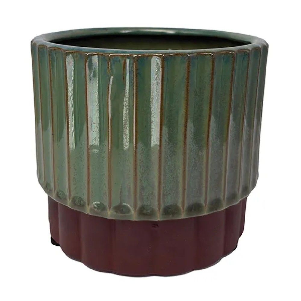 Border Concepts, Loden Green & Umber Terracotta Lila Pedestal Pot