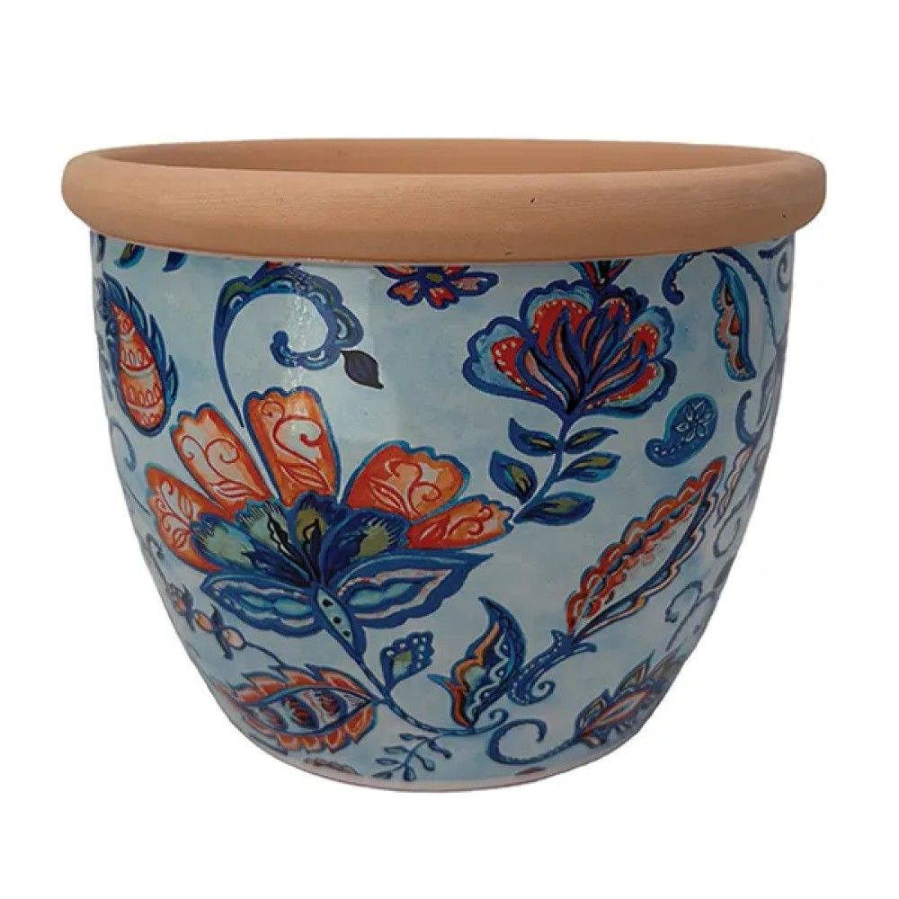 Border Concepts, Light Blue & Terracotta Calli Floral Planter