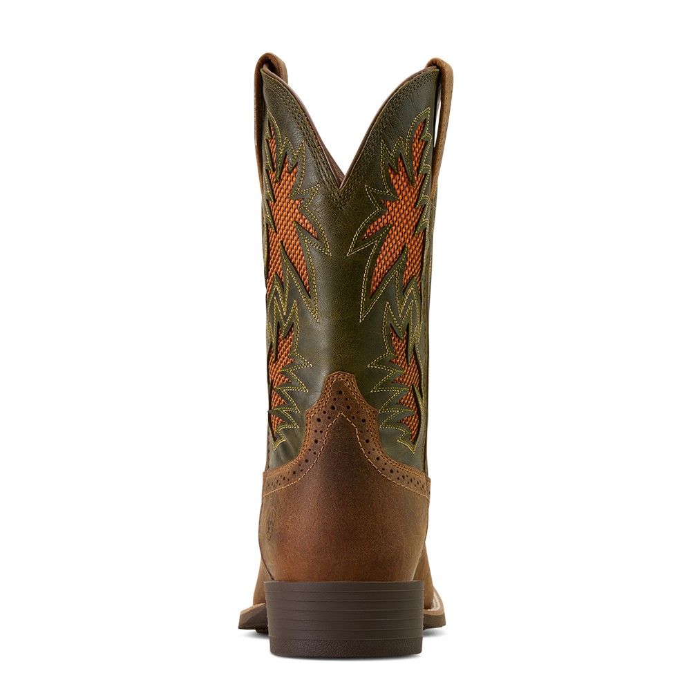 Ariat, Men's Buff Tan/Dusty Olive Sport Cool VentTEK Wide Square Toe Cowboy Boot