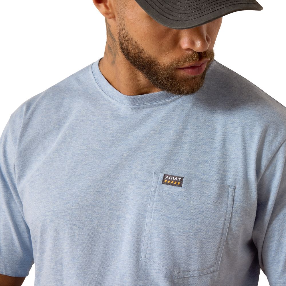 Ariat, Men's Washed Rain Heather Rebar Cotton Strong Standard Pocket T-Shirt