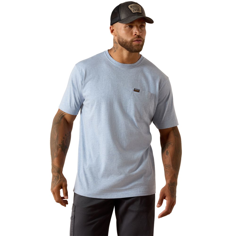 Ariat, Men's Washed Rain Heather Rebar Cotton Strong Standard Pocket T-Shirt