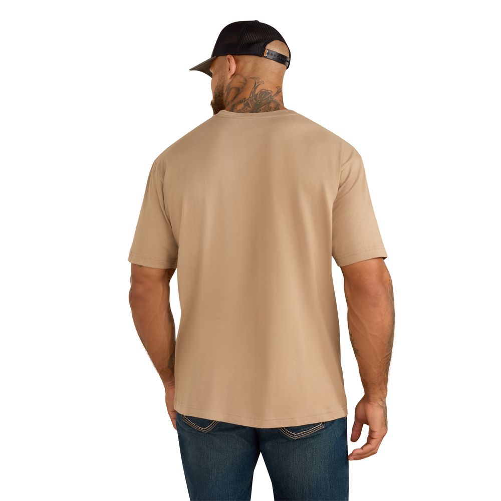 Ariat, Men's Greige Rebar Cotton Strong Standard Pocket T-Shirt