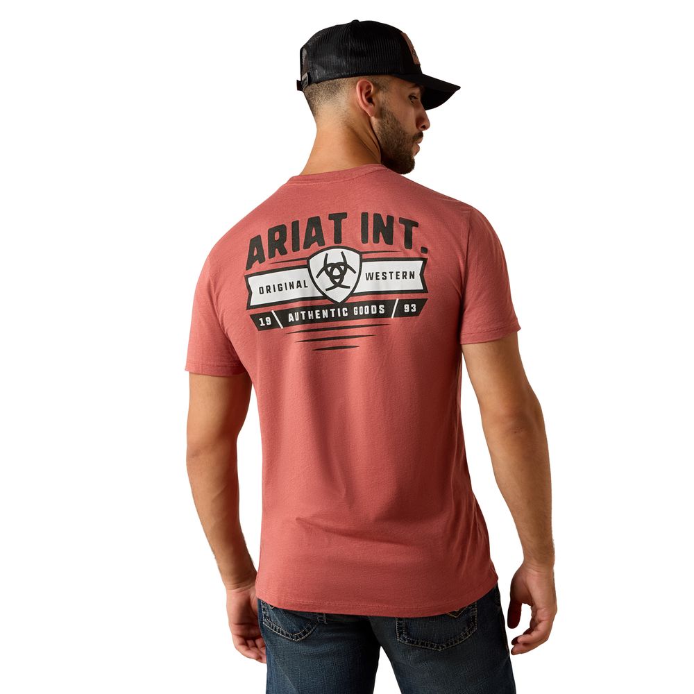 Ariat, Men's Red Clay Heather Ariat Banner Badge T-Shirt 