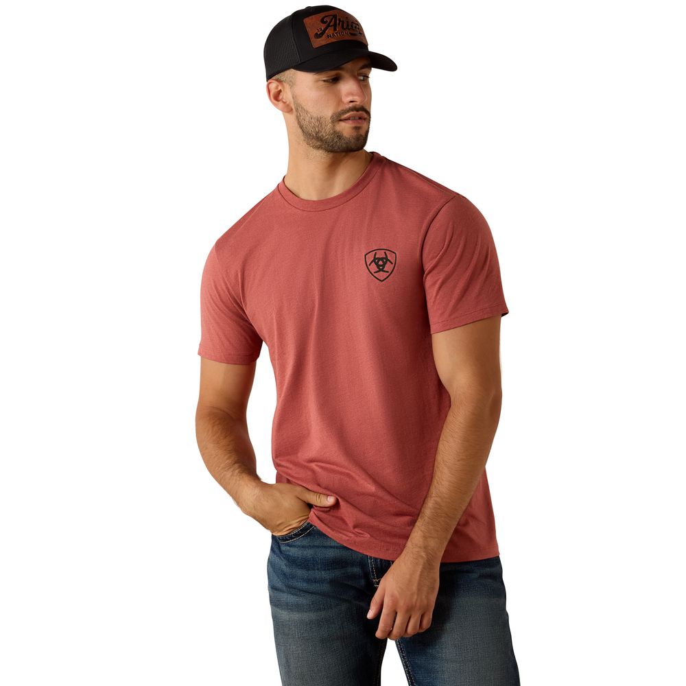 Ariat, Men's Red Clay Heather Ariat Banner Badge T-Shirt 