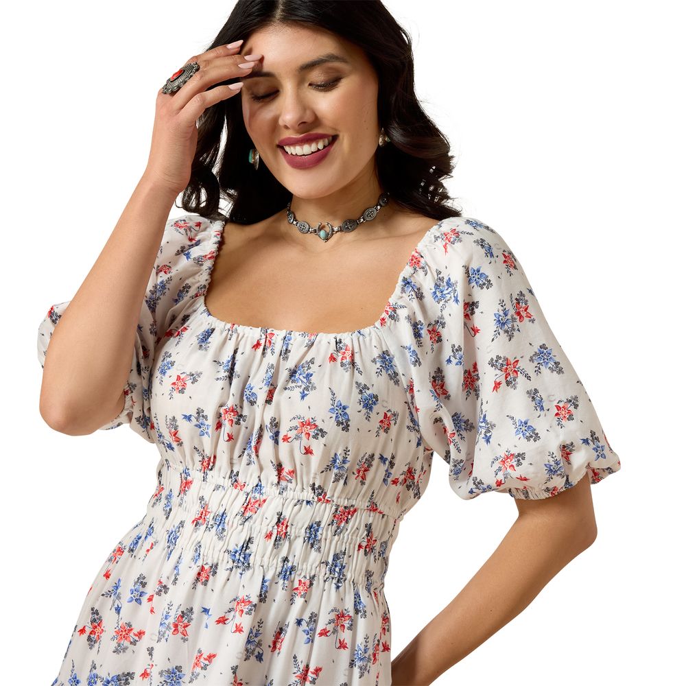 Ariat, Ladies White Floral Print Juliet Dress