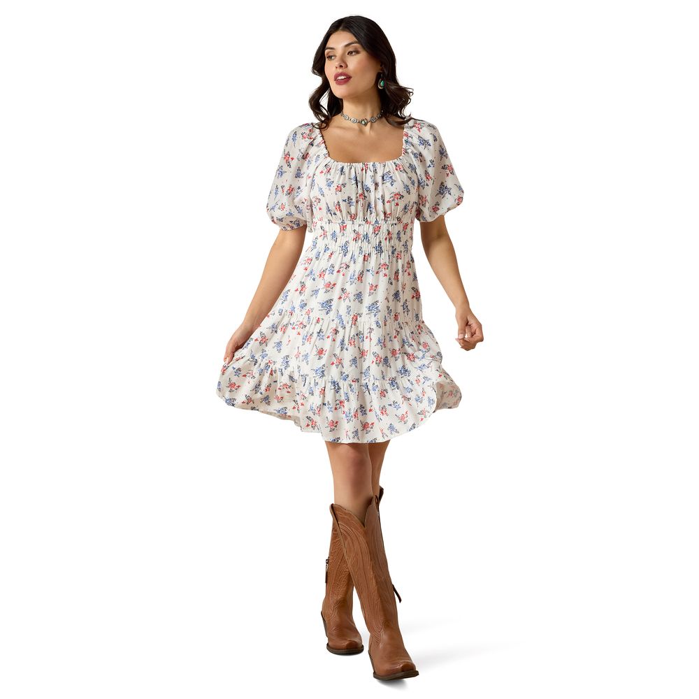 Ariat, Ladies White Floral Print Juliet Dress