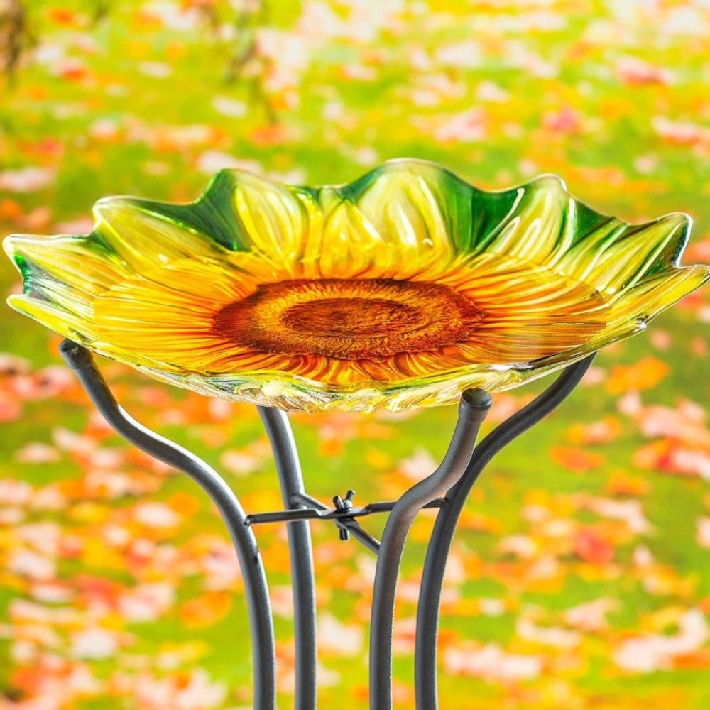 Evergreen, 18" Hand Painted Harvest Blossoms Birthbath