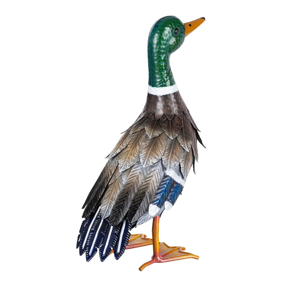Evergreen, 16" Plow & Hearth Metal Mallard Duck Garden Statue