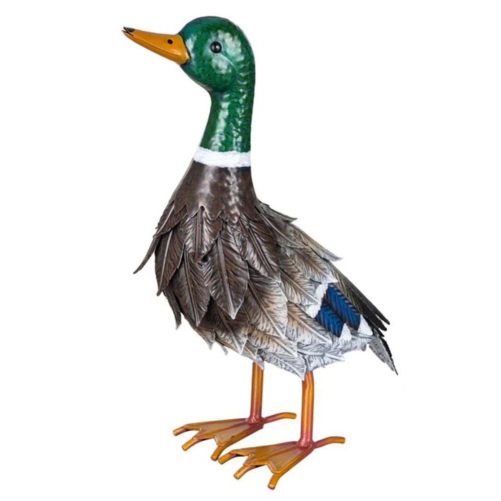 Evergreen, 16" Plow & Hearth Metal Mallard Duck Garden Statue