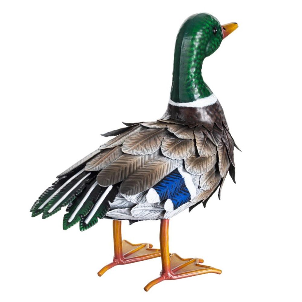 Evergreen, 12.5" Metal Mallard Duck Garden Statue
