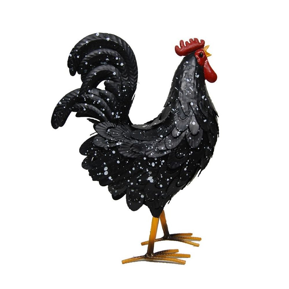 Backyard Expressions, 16" Black Metal Rooster Statue