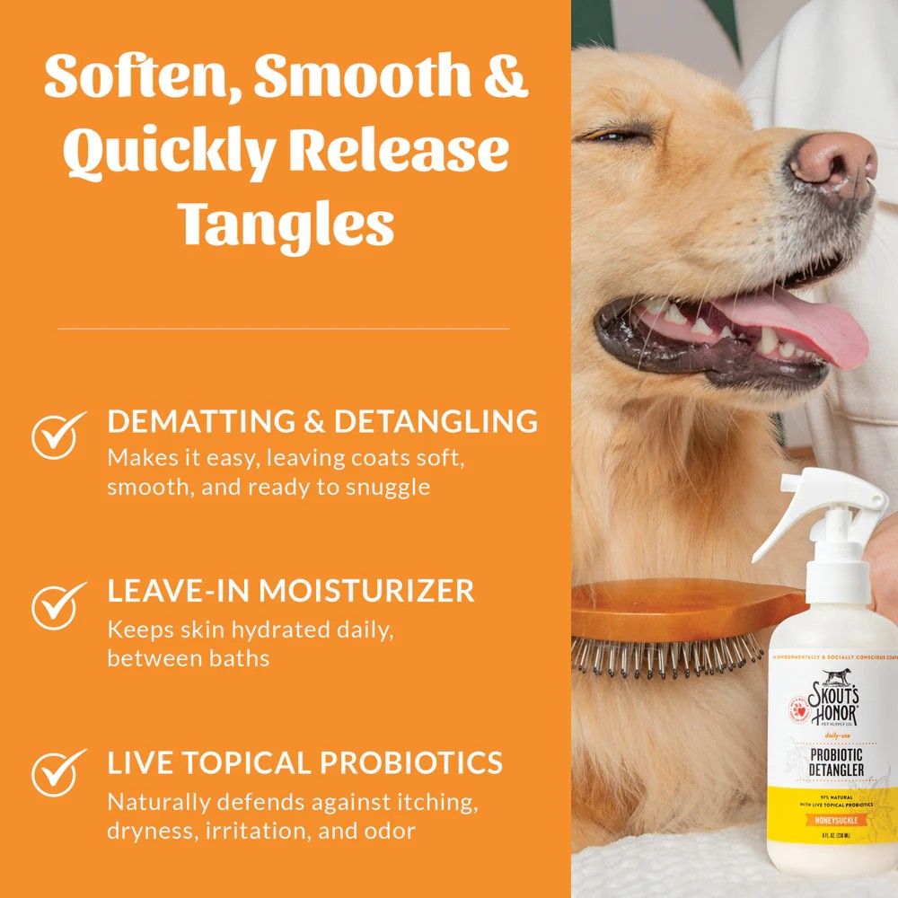 Skout's Honor, Honeysuckle Probiotic Detangler, 8 oz