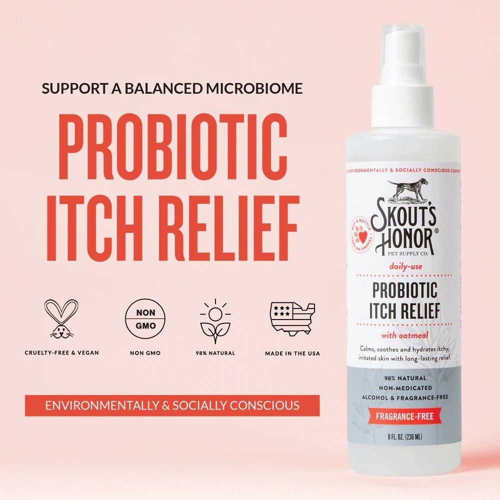 Skout's Honor, Fragrance-Free Probiotic Itch Relief Spray, 8 oz