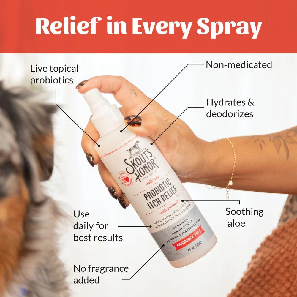 Skout's Honor, Fragrance-Free Probiotic Itch Relief Spray, 8 oz