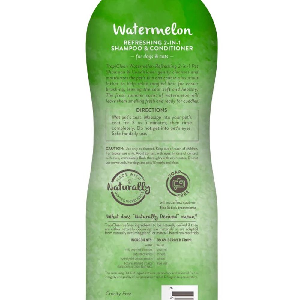 Tropiclean, Watermelon Refreshing 2-in-1 Pet Shampoo & Conditioner, 20 oz