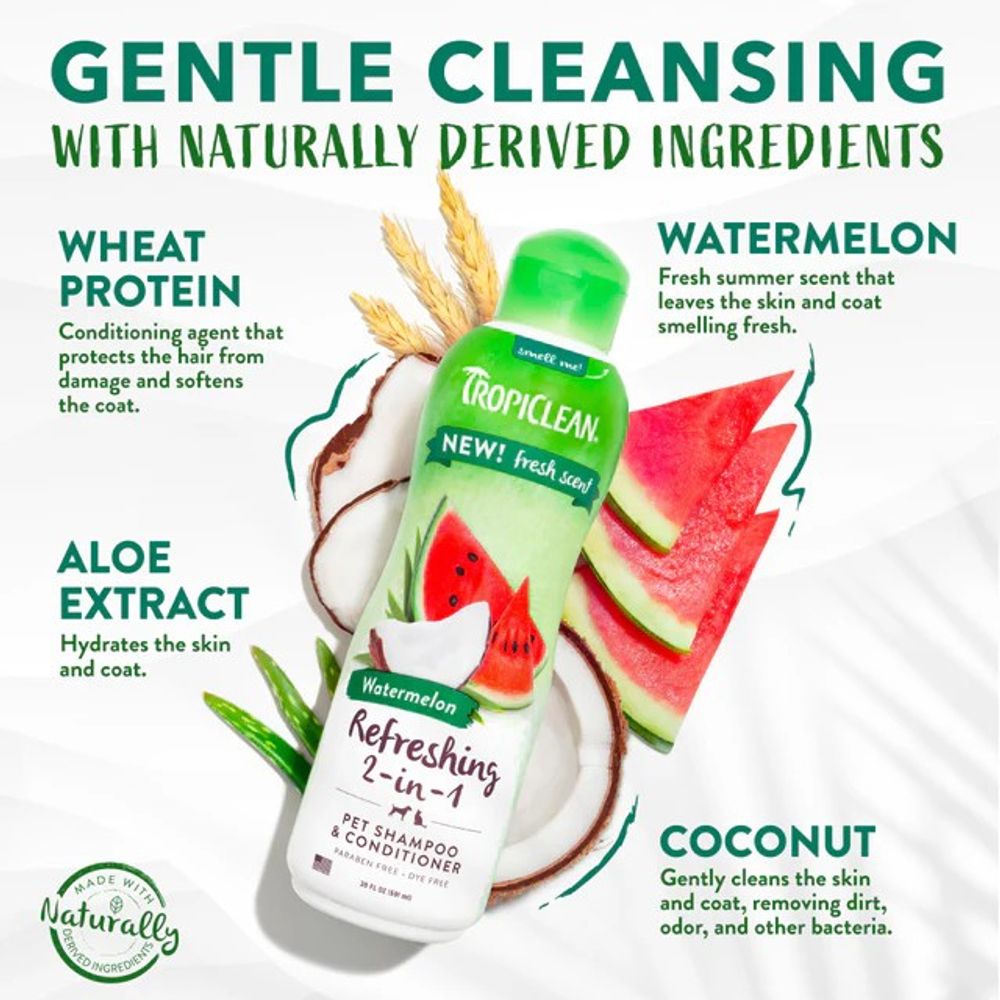 Tropiclean, Watermelon Refreshing 2-in-1 Pet Shampoo & Conditioner, 20 oz