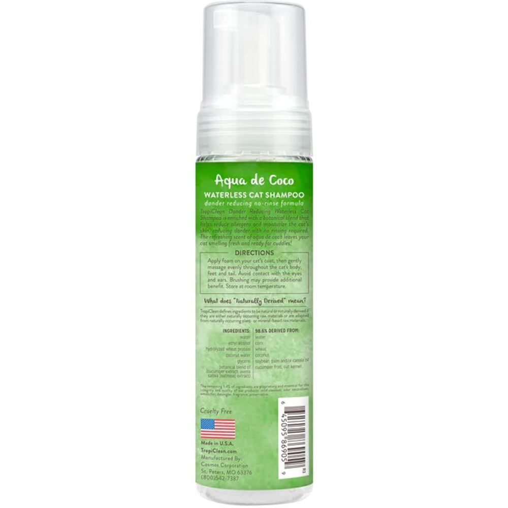 Tropiclean, Dander Reducing Waterless Cat Shampoo, 20 oz