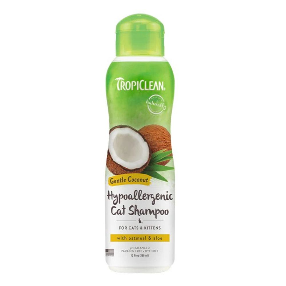 Tropiclean, Gentle Coconut Hypoallergenic Cat & Kitten Shampoo, 12 oz