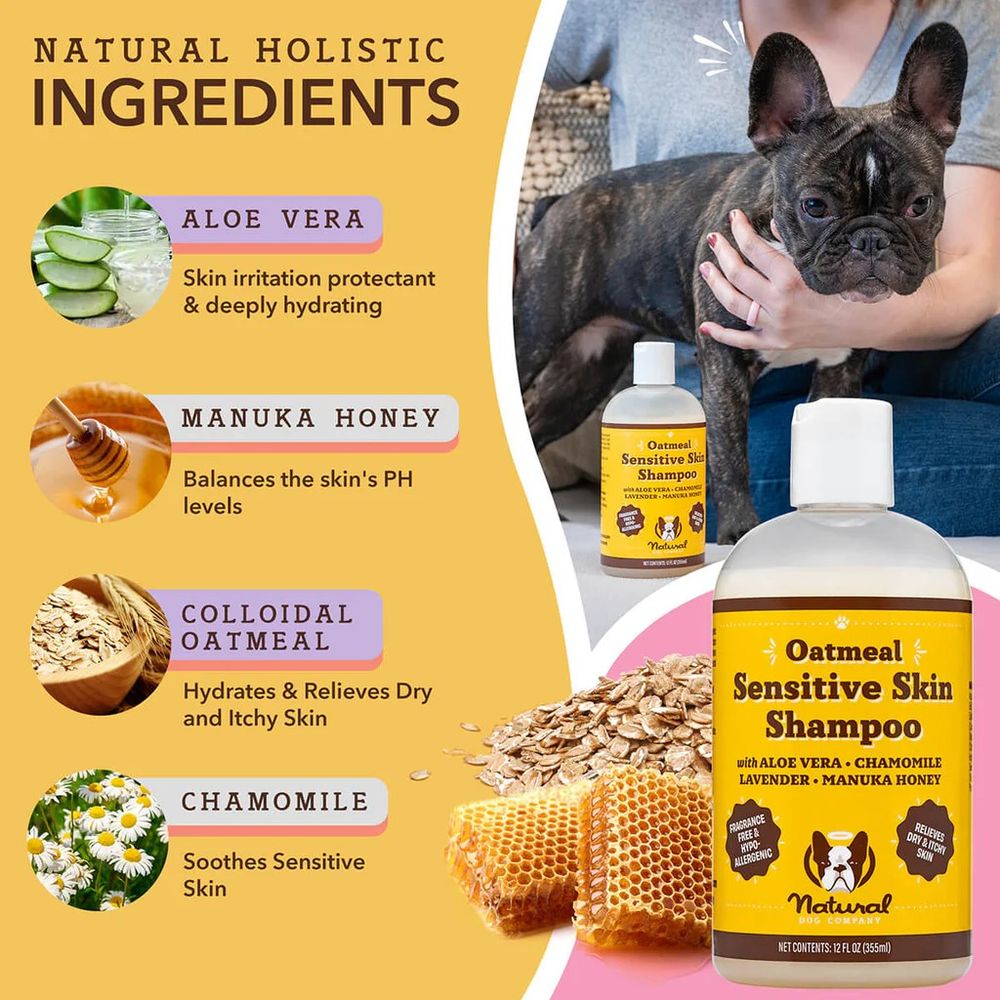 Natural Dog Company, Oatmeal Sensitive Skin Dog Shampoo, 12 oz