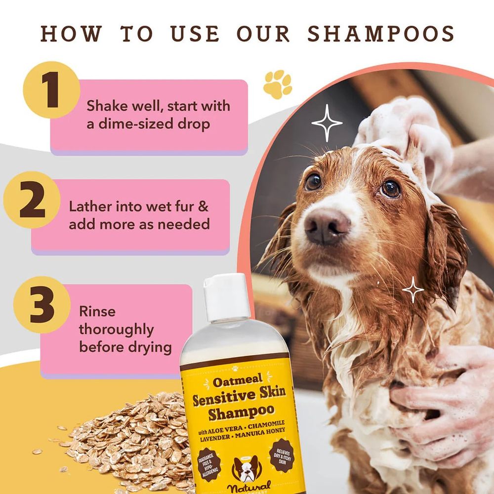 Natural Dog Company, Oatmeal Sensitive Skin Dog Shampoo, 12 oz
