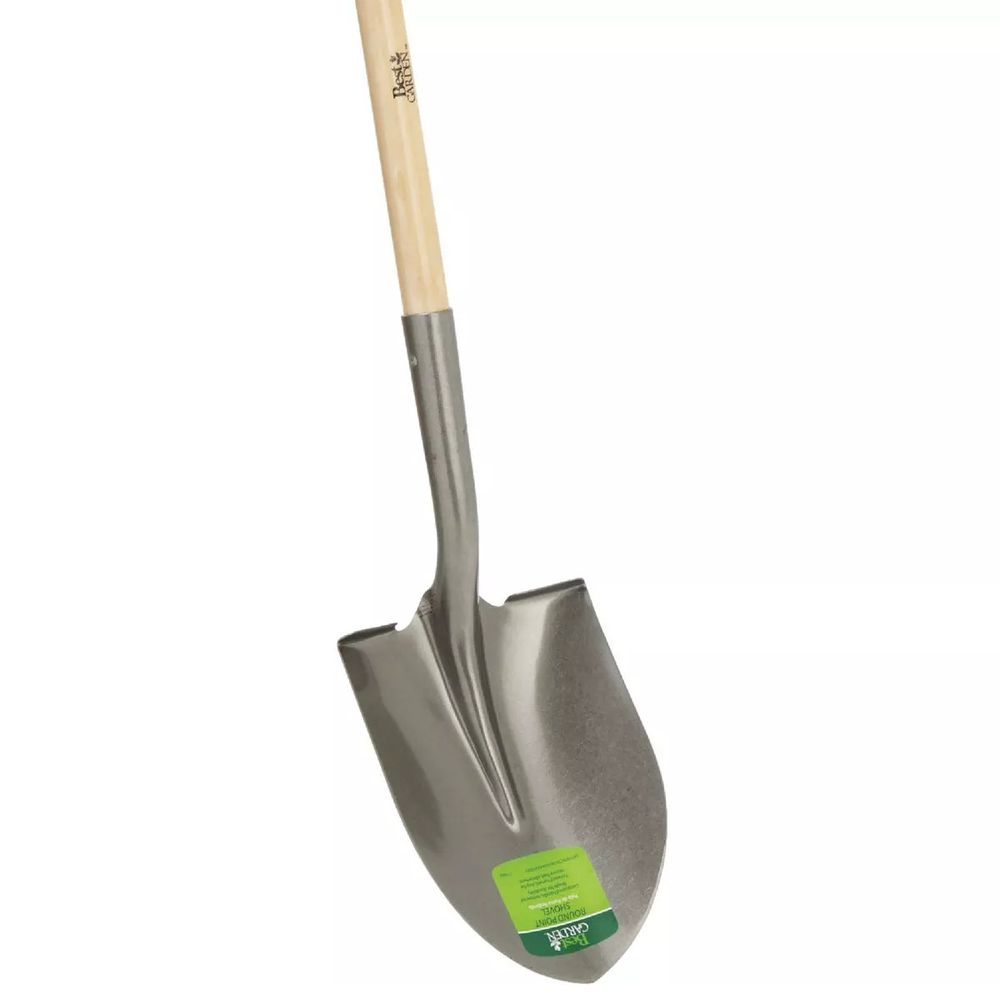 Best Garden, 44" Wood Handle Round Point Shovel 