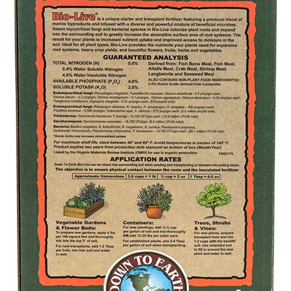 Down to Earth, Bio-Live 5-4-2, 4 lb