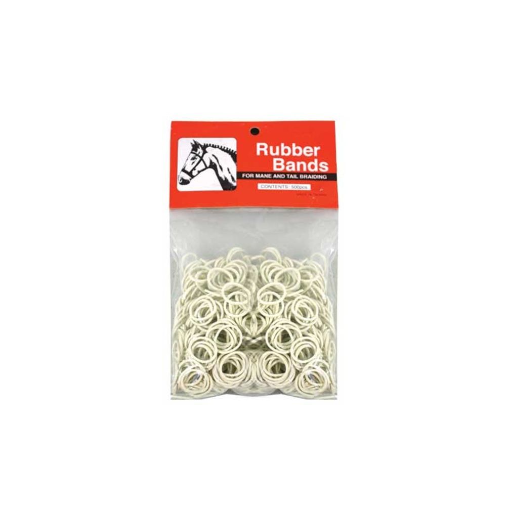 Partrade, White Rubber Braid Bands, 500 pk