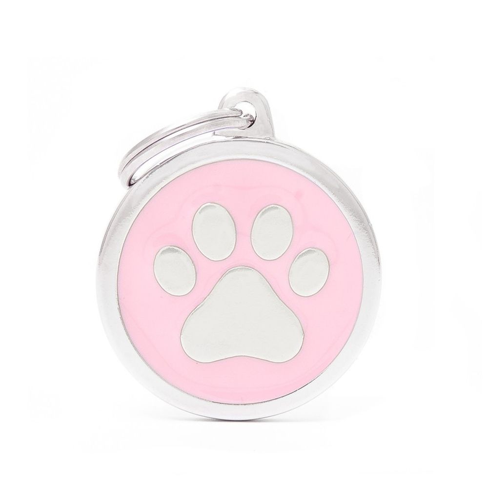 myfamily, Pink Big Circle with Paw ID Tag
