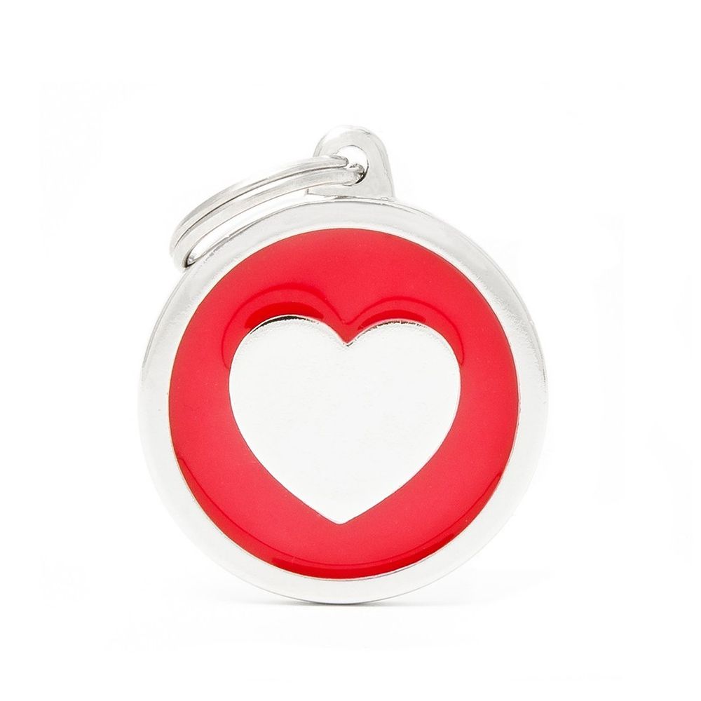 myfamily, Red Big Circle with Heart ID Tag