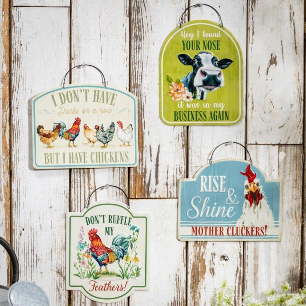 Evergreen, Assorted Petal & Plow Metal Funny Farm Sayings Garden Sign