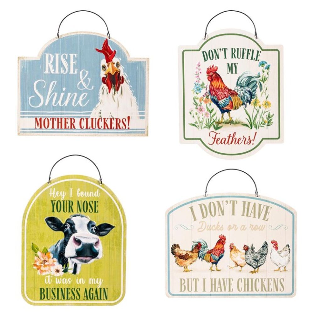 Evergreen, Assorted Petal & Plow Metal Funny Farm Sayings Garden Sign