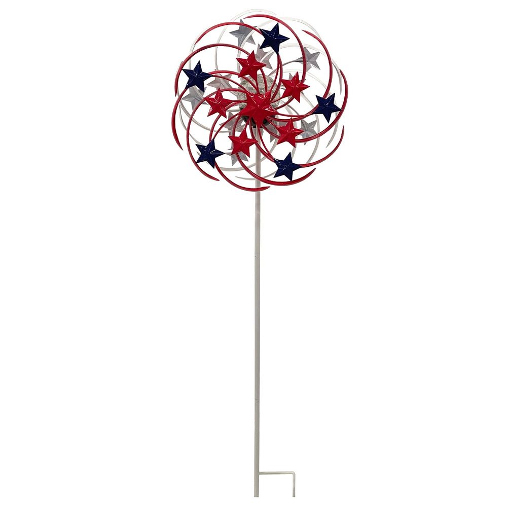 Backyard Expressions, 52" Patriotic Solar Swirl Wind Spinner 