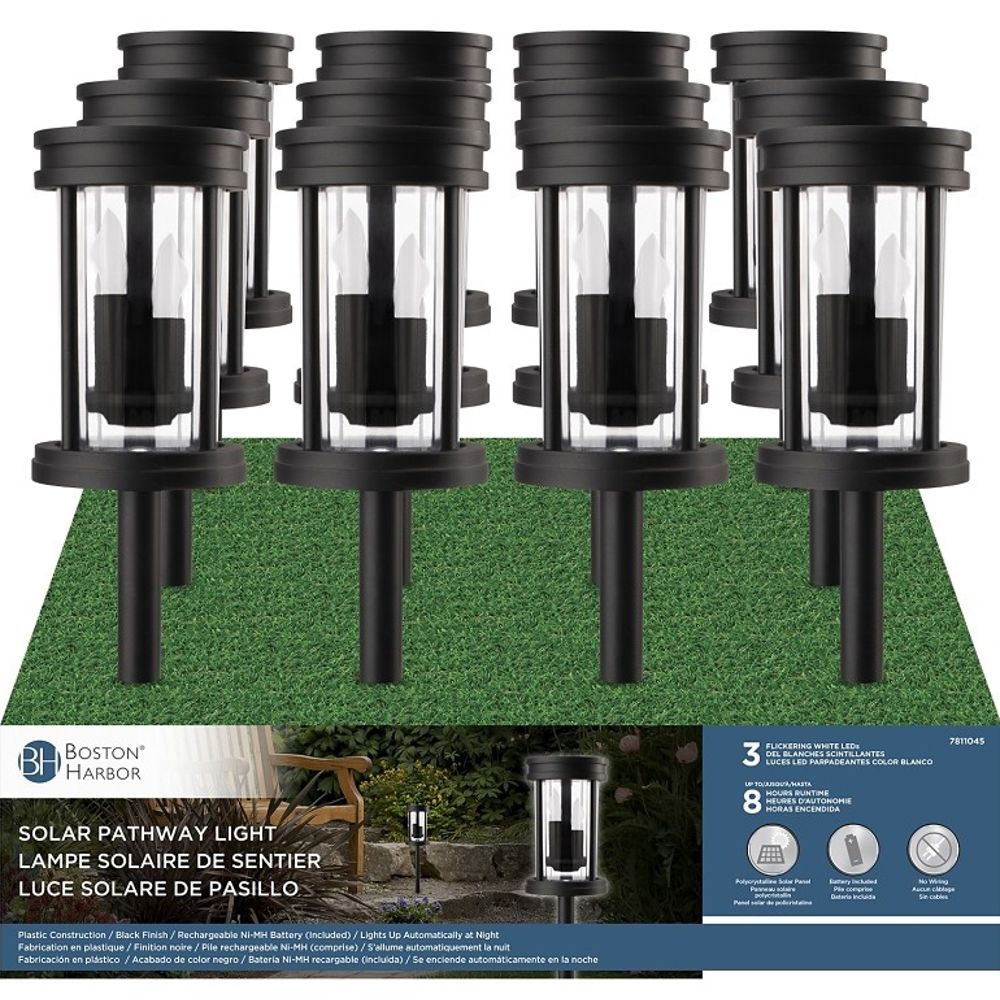Boston Harbor, Black Nickel-Metal Glass Solar Stake Light 