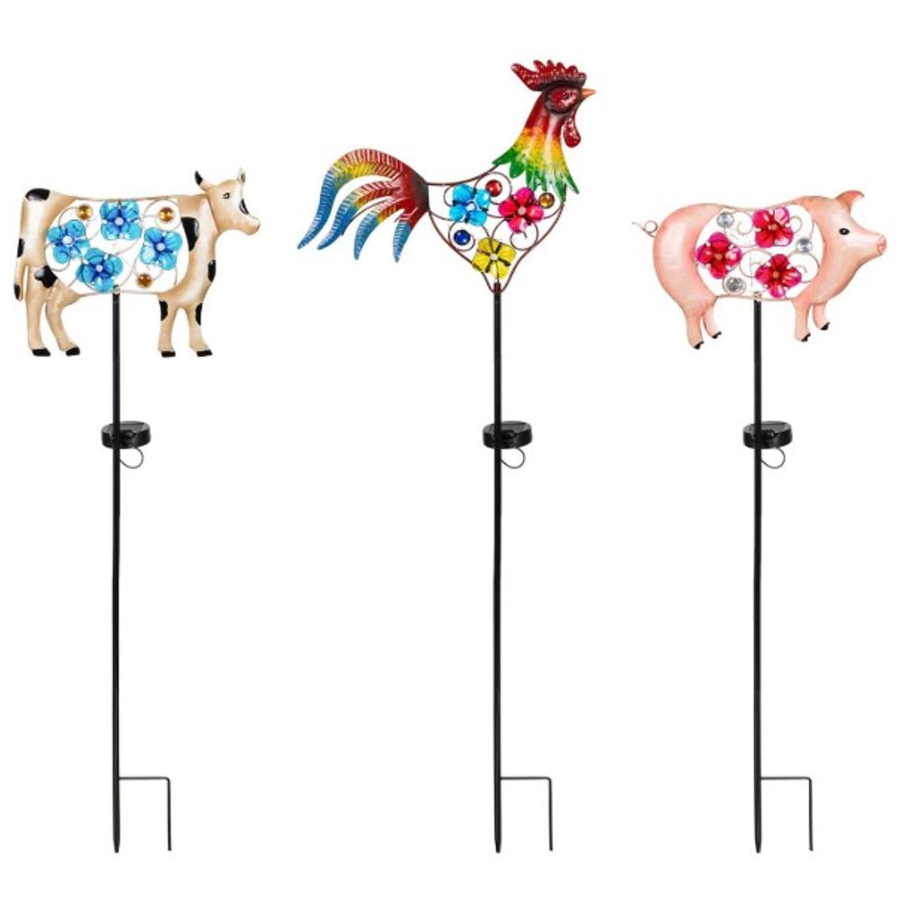 Evergreen, 32" Assorted Plastic Solar Farm Animal Stake