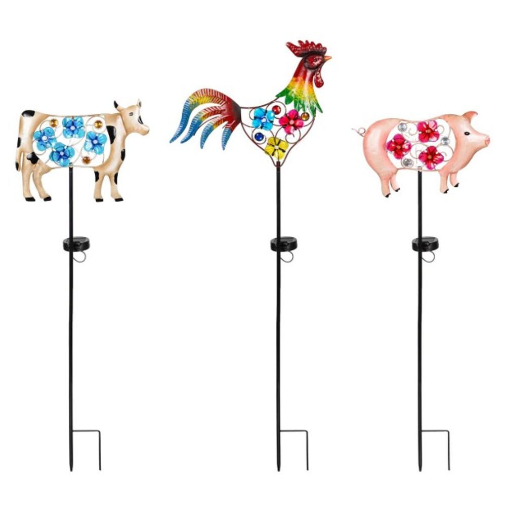 Evergreen, 32" Assorted Plastic Solar Farm Animal Stake