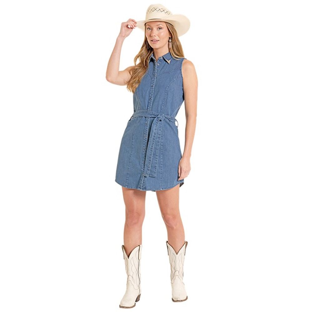 Panhandle Women's Denim Belted Dress, XS Panhandle Women's Denim Belted Dress, XS